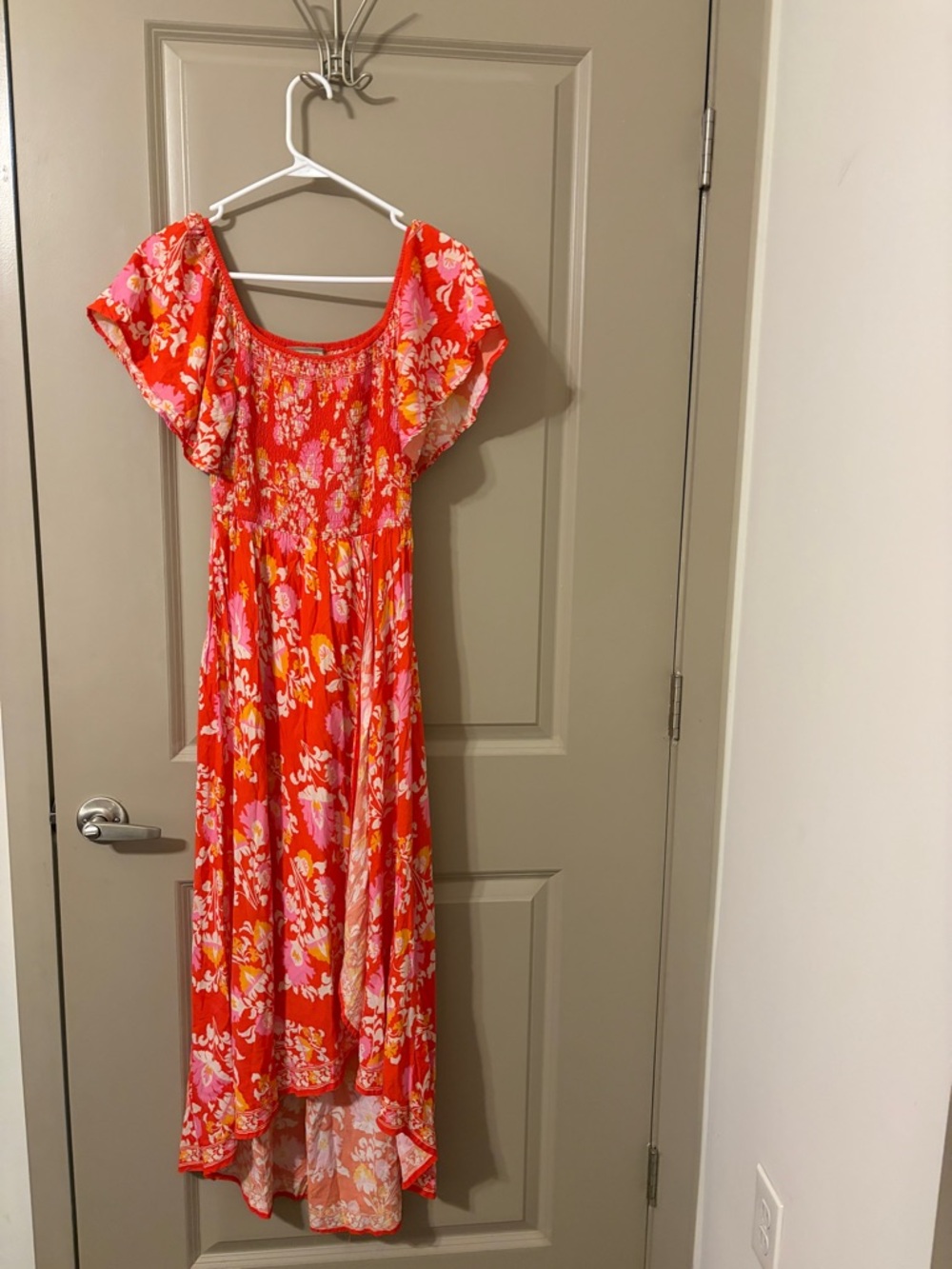 Flying Tomato Coral Floral Off-Shoulder Maxi Dress